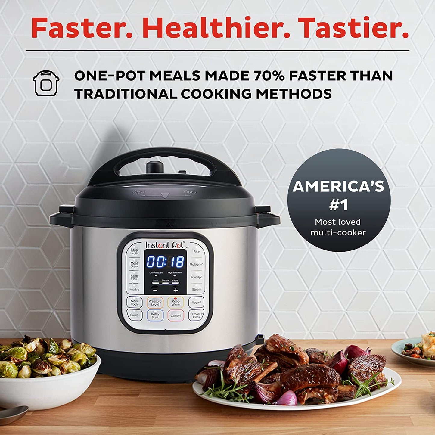 Instant Pot Duo 7-in-1 Electric Pressure Cooker – 6Qt, Slow Cooker, Rice Cooker, Steamer, Sauté, Yogurt Maker & Warmer