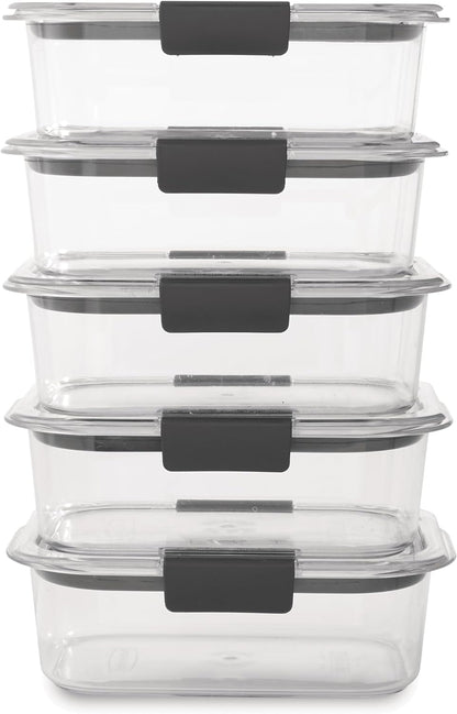 Brilliance BPA-Free Food Storage Containers with Airtight Lids, Perfect for Meal Prep, Lunch & Leftovers, Set of 5 (3.2 Cup)