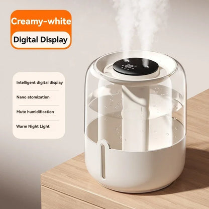 6.8L USB Humidifier with Dual Spray, Quiet Operation, Night Light, for Home, Office, Bedroom, Dorm, and Desktop Use.