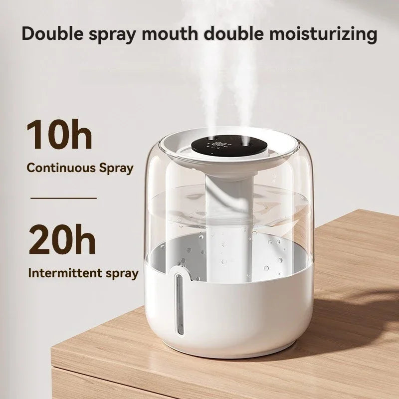 6.8L USB Humidifier with Dual Spray, Quiet Operation, Night Light, for Home, Office, Bedroom, Dorm, and Desktop Use.