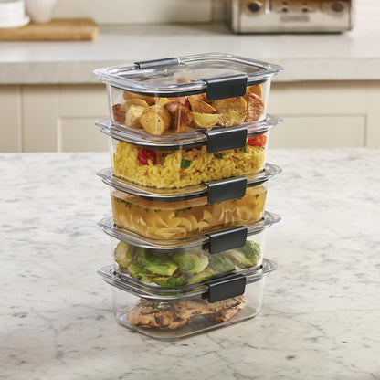 Brilliance BPA-Free Food Storage Containers with Airtight Lids, Perfect for Meal Prep, Lunch & Leftovers, Set of 5 (3.2 Cup)