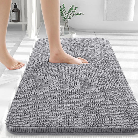 Soft Chenille Bathroom Rug 30x20 – Absorbent, Quick-Dry, Machine Washable, Rubber Backing